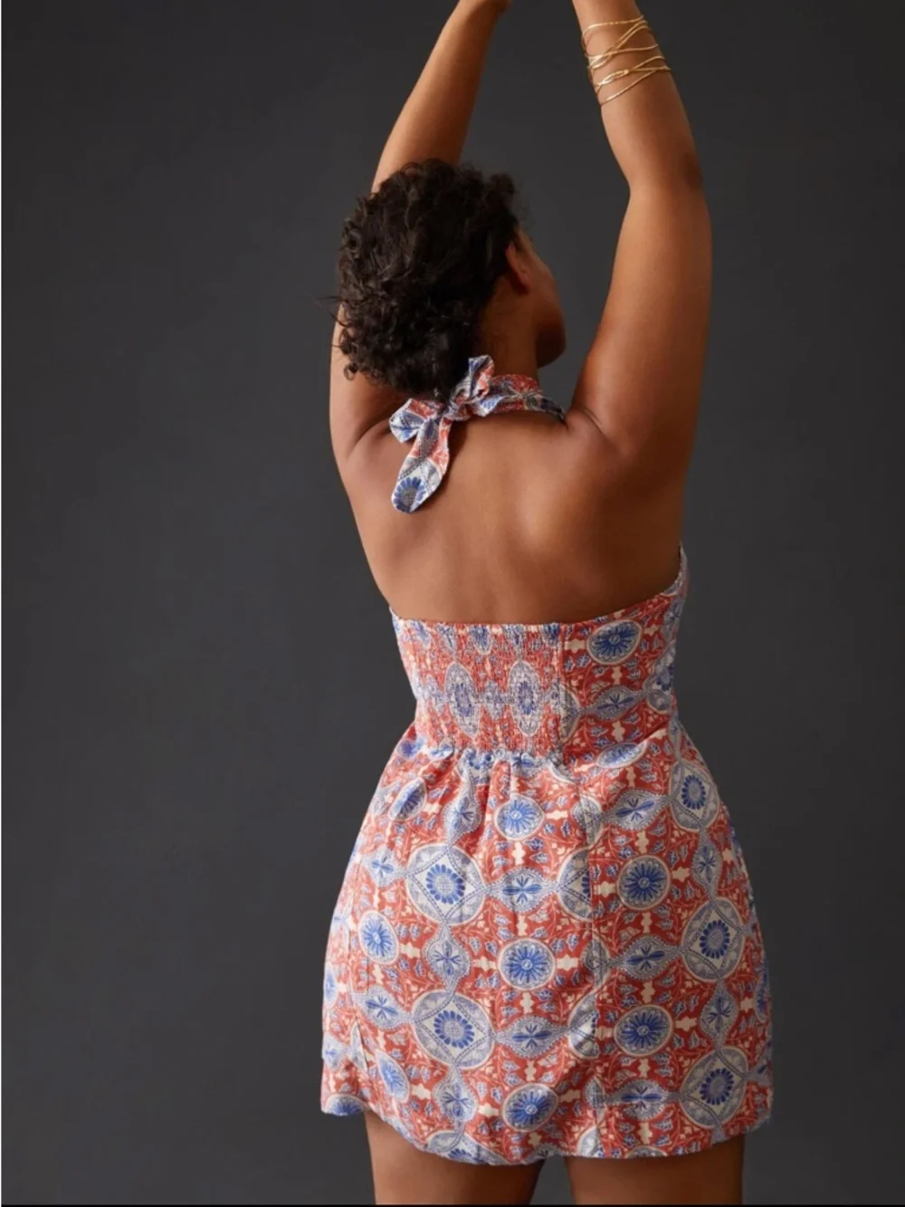 Anthropologie Maeve Tie Front Printed Halter Mini Dress NWT - Picture 3 of 9